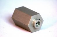 Lathed and milled anodized aluminum part used in the Electronics Industry.